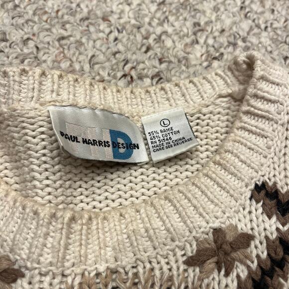Vintage Paul Harris Embroidered Knit Sweater Sz L Textured Patchwork Grandmacore - Picture 8 of 8